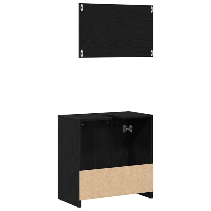 Armoire de salle de bain avec miroir chêne noir – Image 6