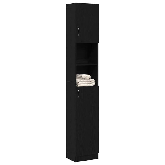 Armoire de salle de bain chêne noir 32x25,5x190 cm – Image 2