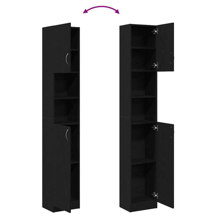 Armoire de salle de bain chêne noir 32x25,5x190 cm – Image 7