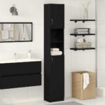 Armoire de salle de bain chêne noir 32x25,5x190 cm