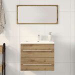 Armoire lavabo de salle de bain chêne artisanal bois ingénierie