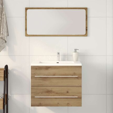 Armoire lavabo de salle de bain chêne artisanal bois ingénierie