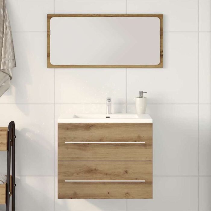 Armoire lavabo de salle de bain chêne artisanal bois ingénierie – Image 1