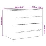 Meuble de salle de bain avec lavabo chêne noir 60x38,5x48 cm – Image 10