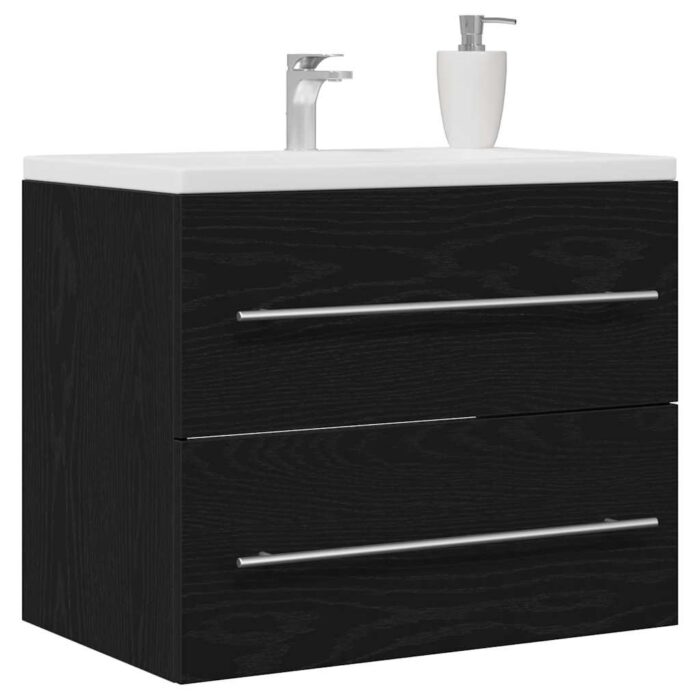 Meuble de salle de bain avec lavabo chêne noir 60x38,5x48 cm – Image 2