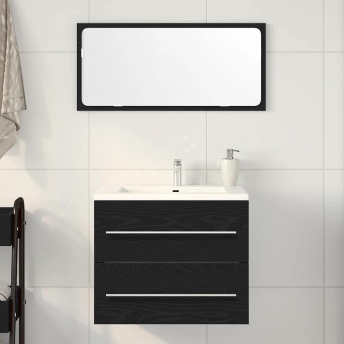 Meuble de salle de bain avec lavabo chêne noir 60x38,5x48 cm – Image 1