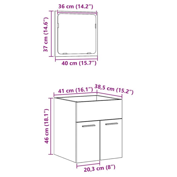 Ensemble de meubles salle de bain 2 pcs bois d'ingénierie – Image 10