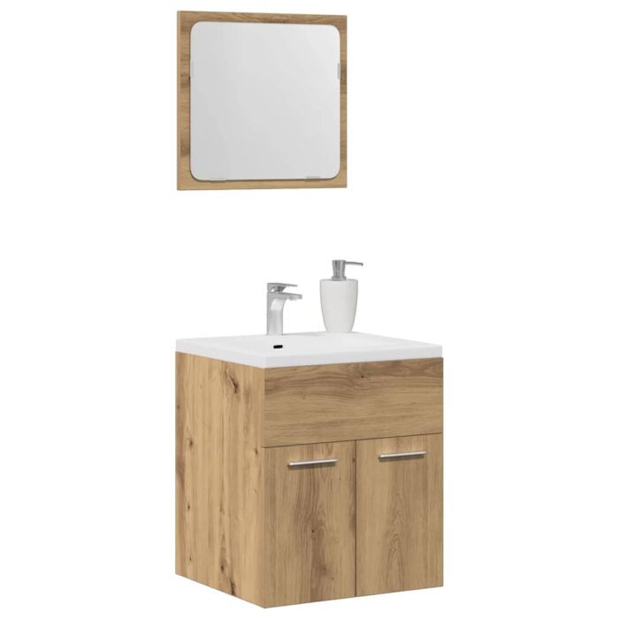 Ensemble de meubles salle de bain 2 pcs bois d'ingénierie – Image 2