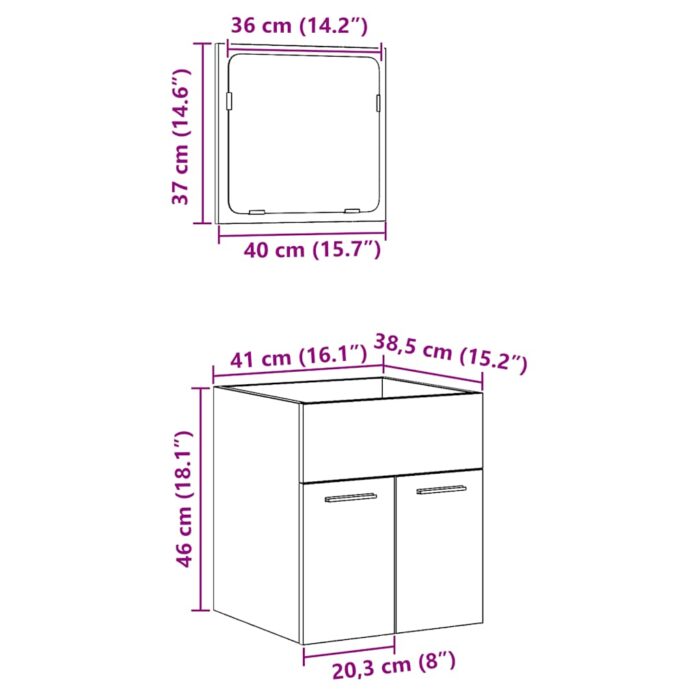 Ensemble de meubles salle de bain 2 pcs chêne noir – Image 10