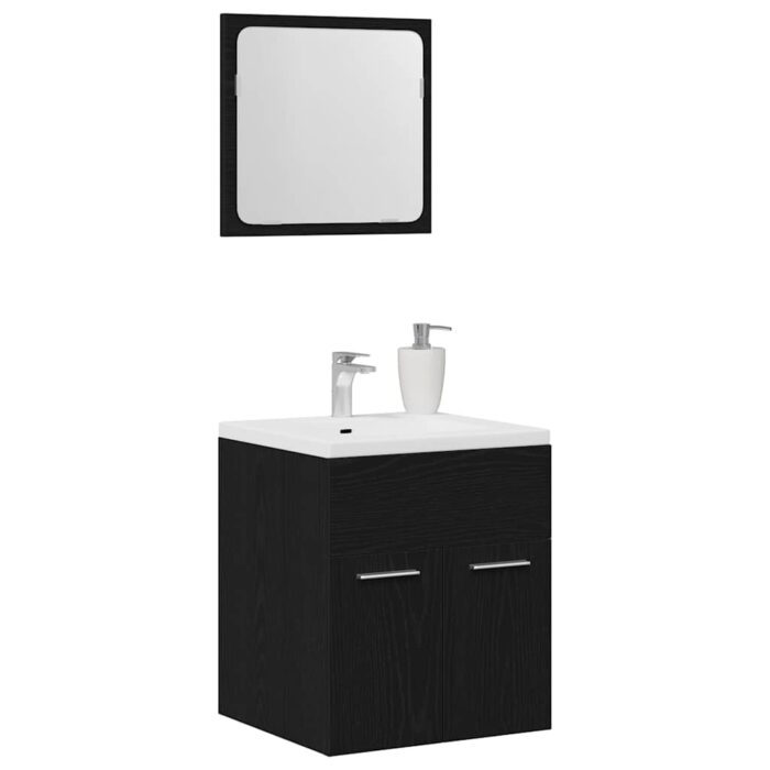 Ensemble de meubles salle de bain 2 pcs chêne noir – Image 2