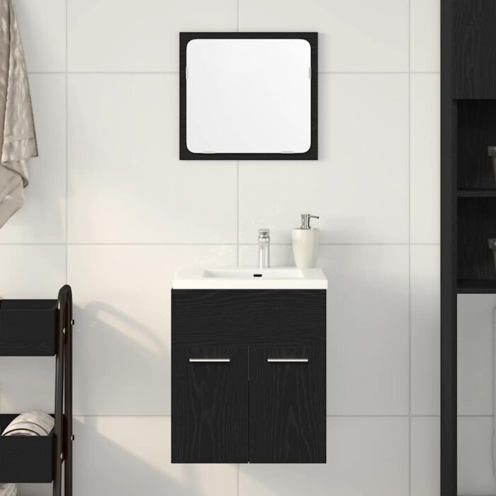Ensemble de meubles salle de bain 2 pcs chêne noir – Image 1