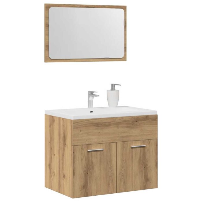 Ensemble de meubles salle de bain 2 pcs bois d'ingénierie – Image 2