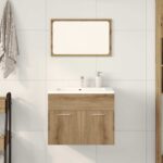 Ensemble de meubles salle de bain 2 pcs bois d'ingénierie