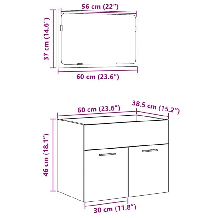 Ensemble de meubles salle de bain 2 pcs chêne noir – Image 10