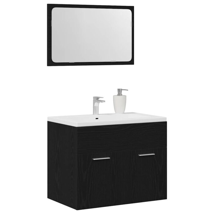 Ensemble de meubles salle de bain 2 pcs chêne noir – Image 2