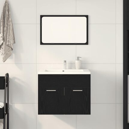 Ensemble de meubles salle de bain 2 pcs chêne noir