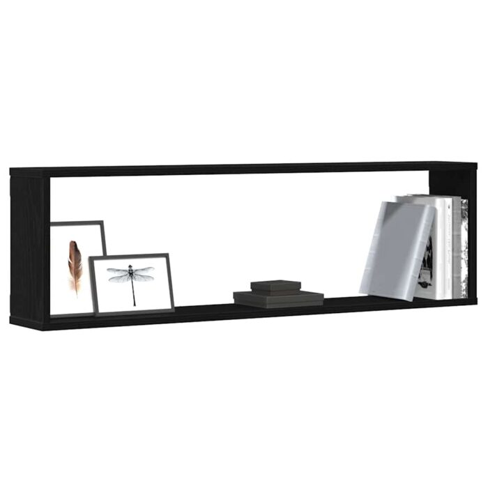 Étagères murales cube 4 pcs chêne noir 100x15x30 cm bois – Image 2
