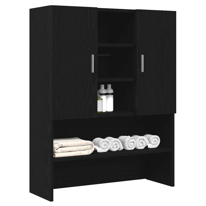 Meuble pour machine à laver chêne noir 70,5x25,5x90 cm – Image 2