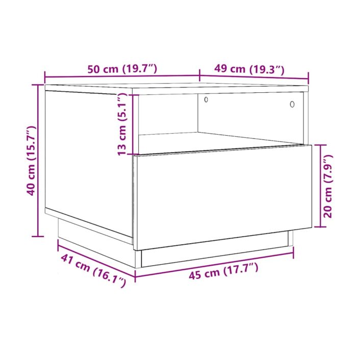 Table basse avec lumières LED chêne noir 50x49x40 cm – Image 11