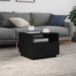 Table basse avec lumières LED chêne noir 50x49x40 cm – Image 2