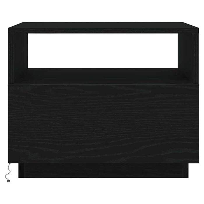 Table basse avec lumières LED chêne noir 50x49x40 cm – Image 4