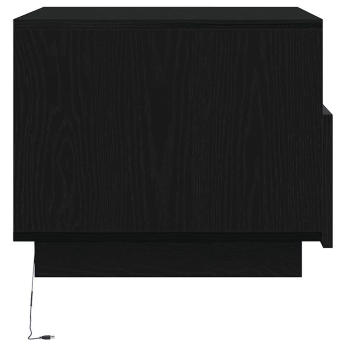 Table basse avec lumières LED chêne noir 50x49x40 cm – Image 5