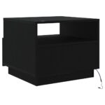 Table basse avec lumières LED chêne noir 50x49x40 cm – Image 6