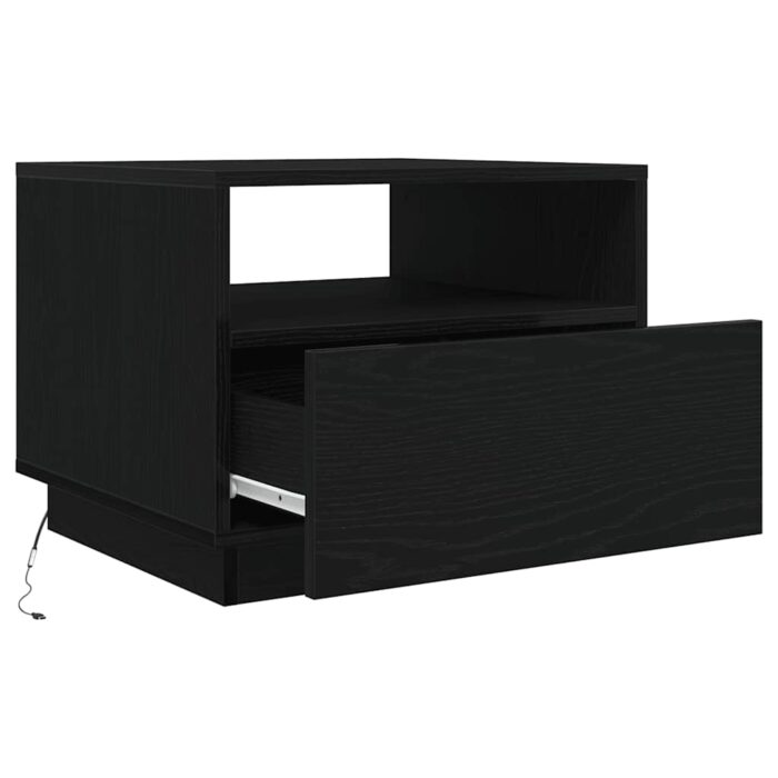 Table basse avec lumières LED chêne noir 50x49x40 cm – Image 7