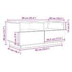 Table basse avec lumières LED chêne noir 90x49x40 cm – Image 11