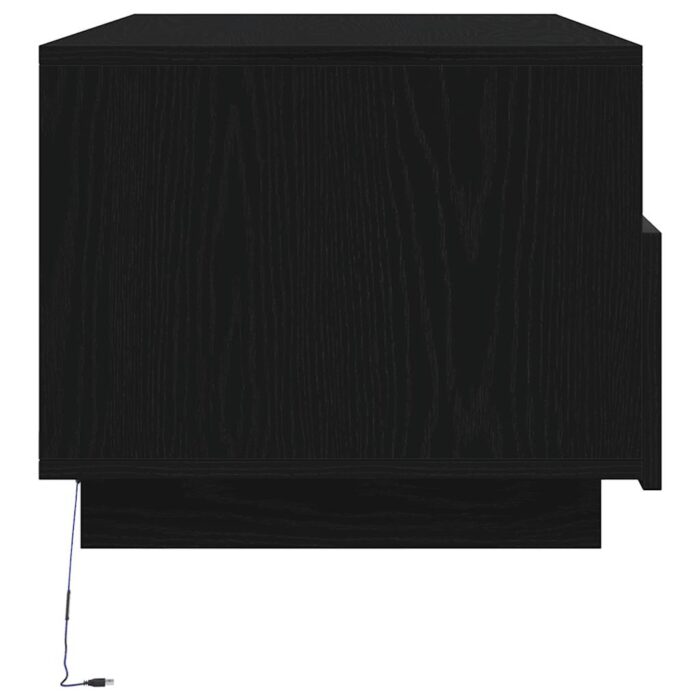 Table basse avec lumières LED chêne noir 90x49x40 cm – Image 5