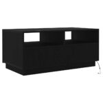 Table basse avec lumières LED chêne noir 90x49x40 cm – Image 6