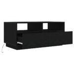 Table basse avec lumières LED chêne noir 90x49x40 cm – Image 7