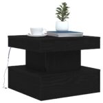 Table basse avec lumières LED chêne noir 50x50x40 cm – Image 3
