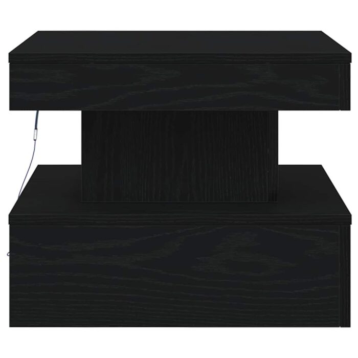 Table basse avec lumières LED chêne noir 50x50x40 cm – Image 4