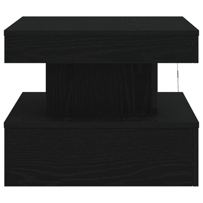 Table basse avec lumières LED chêne noir 50x50x40 cm – Image 5