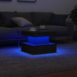 Table basse avec lumières LED chêne noir 50x50x40 cm