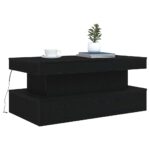 Table basse avec lumières LED chêne noir 90x50x40 cm – Image 3