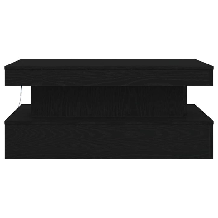 Table basse avec lumières LED chêne noir 90x50x40 cm – Image 4