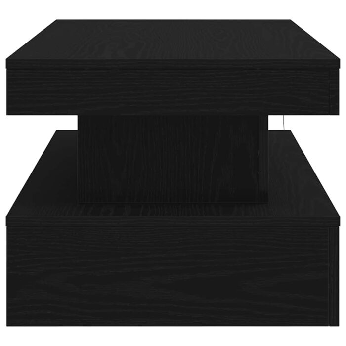Table basse avec lumières LED chêne noir 90x50x40 cm – Image 5