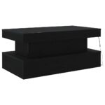 Table basse avec lumières LED chêne noir 90x50x40 cm – Image 6