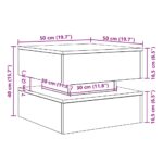 Table basse avec lumières LED chêne noir 50x50x40 cm – Image 10