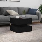Table basse avec lumières LED chêne noir 50x50x40 cm – Image 2