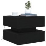 Table basse avec lumières LED chêne noir 50x50x40 cm – Image 3
