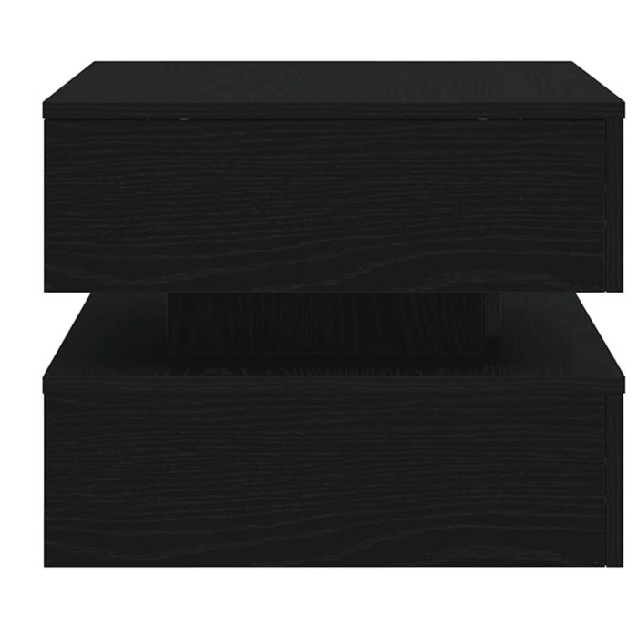 Table basse avec lumières LED chêne noir 50x50x40 cm – Image 4