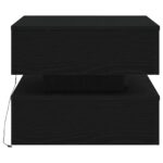 Table basse avec lumières LED chêne noir 50x50x40 cm – Image 5