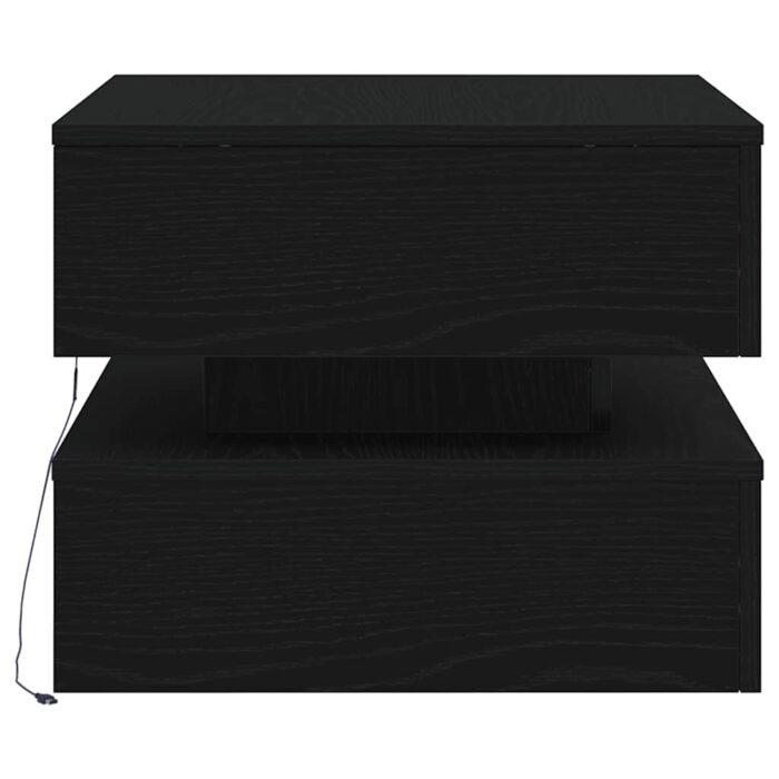Table basse avec lumières LED chêne noir 50x50x40 cm – Image 5
