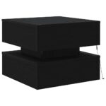 Table basse avec lumières LED chêne noir 50x50x40 cm – Image 6
