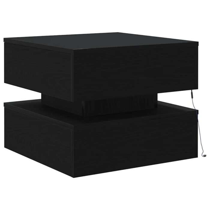 Table basse avec lumières LED chêne noir 50x50x40 cm – Image 6