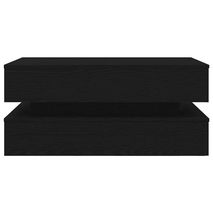 Table basse avec lumières LED chêne noir 90x50x40 cm – Image 4