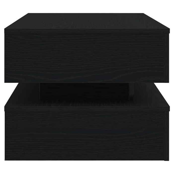 Table basse avec lumières LED chêne noir 90x50x40 cm – Image 5